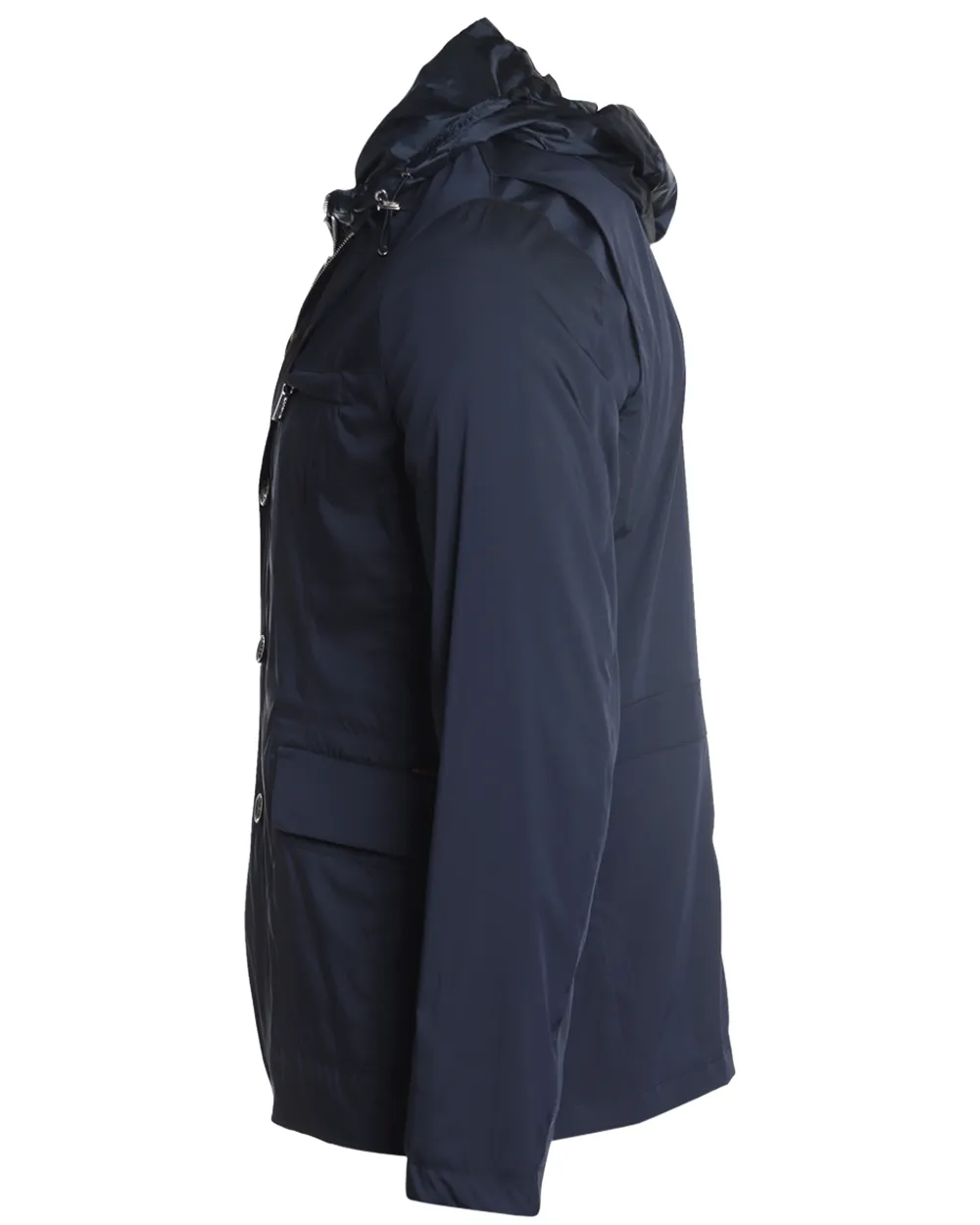 Navy Polyester Hooded Jacket