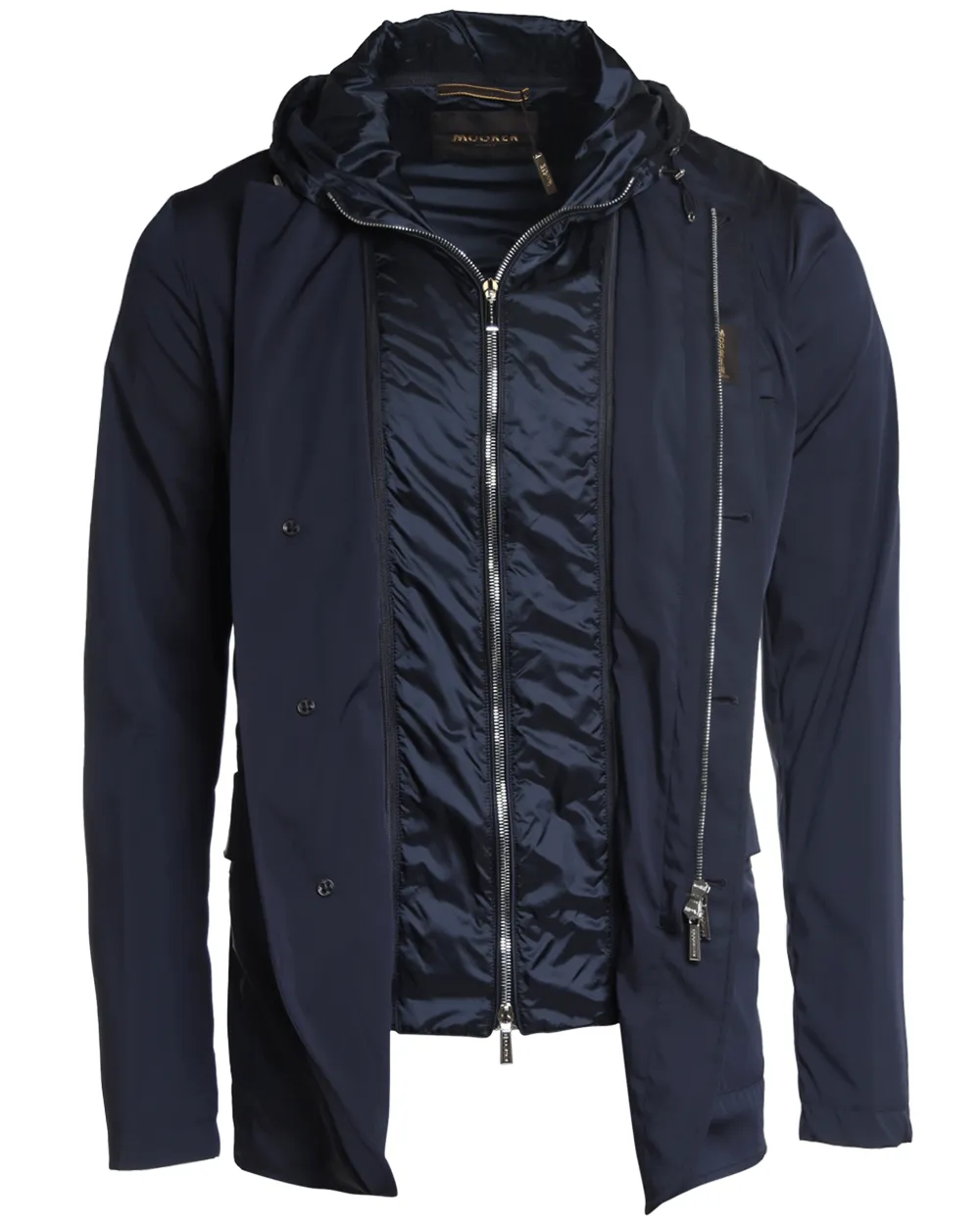 Navy Polyester Hooded Jacket