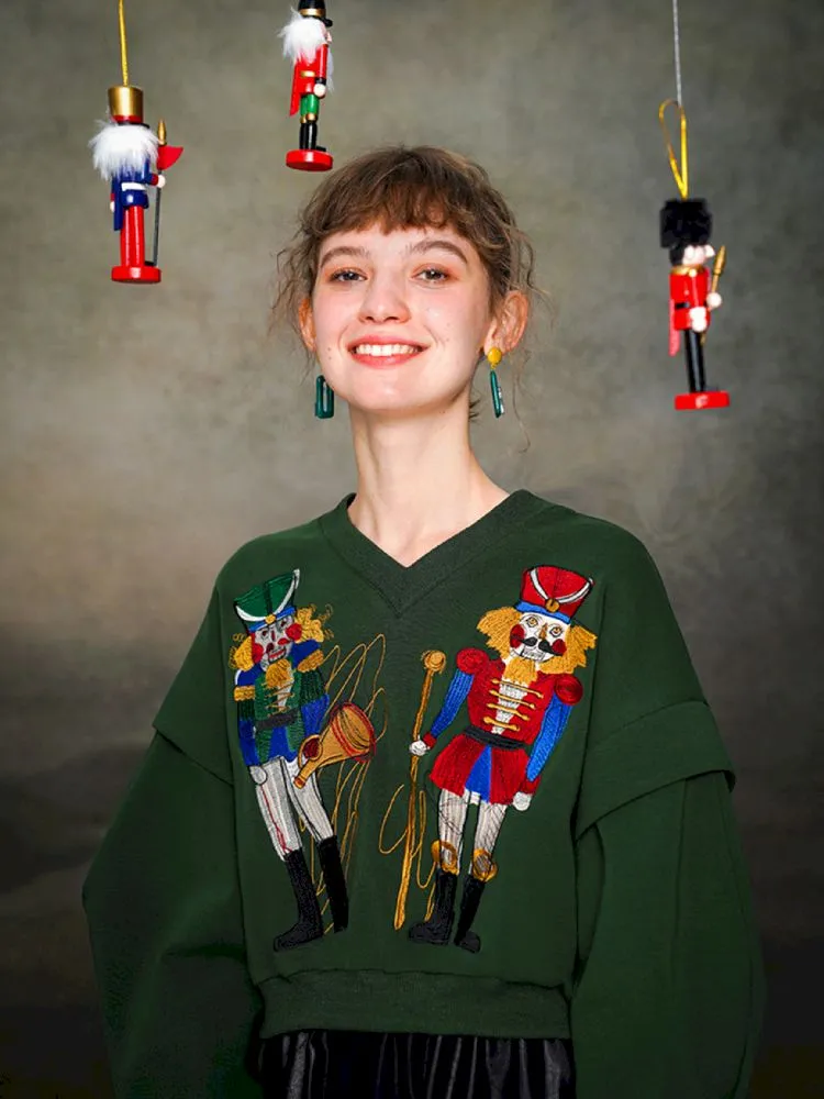 Nutcracker Embroidered Sweatshirt【s0000005377】