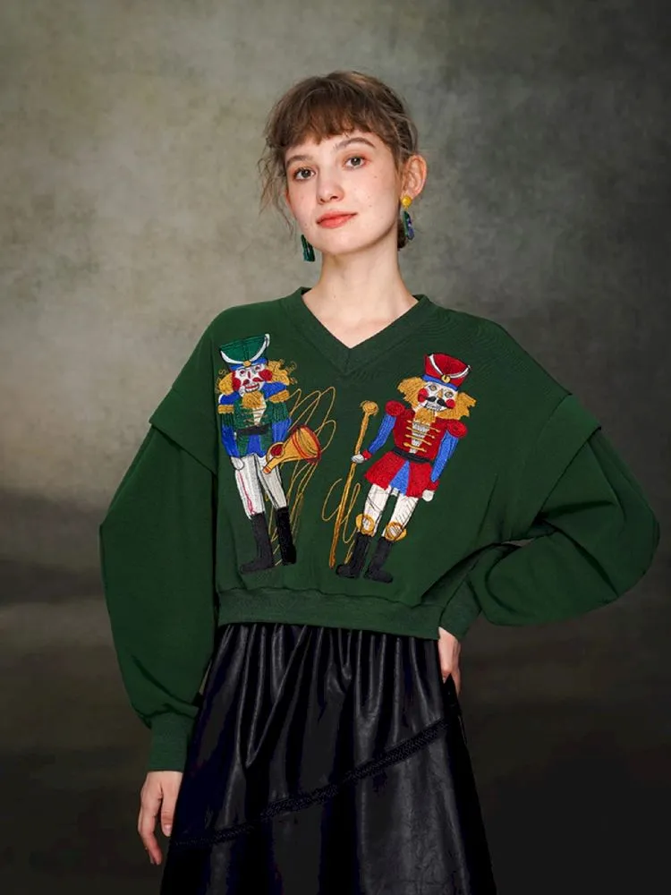 Nutcracker Embroidered Sweatshirt【s0000005377】