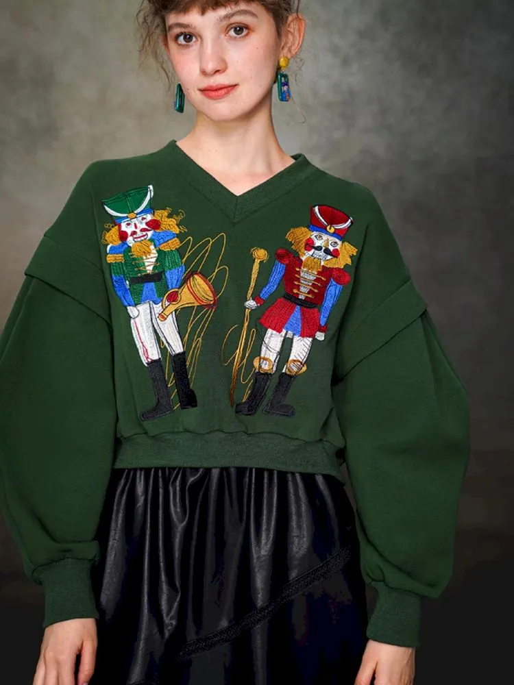 Nutcracker Embroidered Sweatshirt【s0000005377】