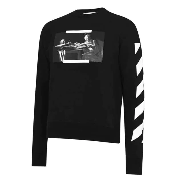 OFF-WHITE White Print Caravaggio Sweatshirt Black