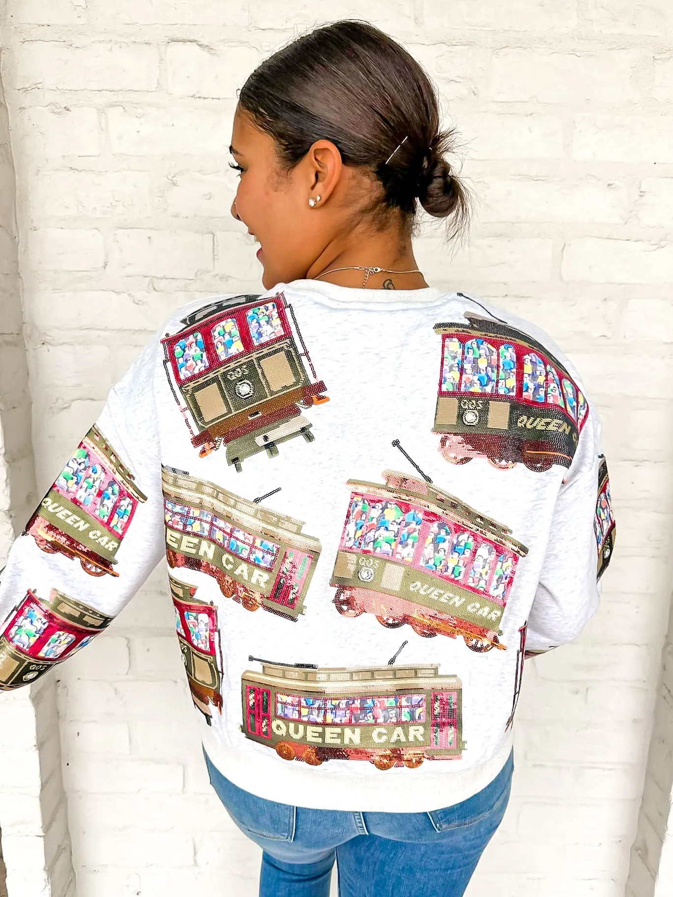 Queen Of Sparkles Streetcars Grey Sweatshirt