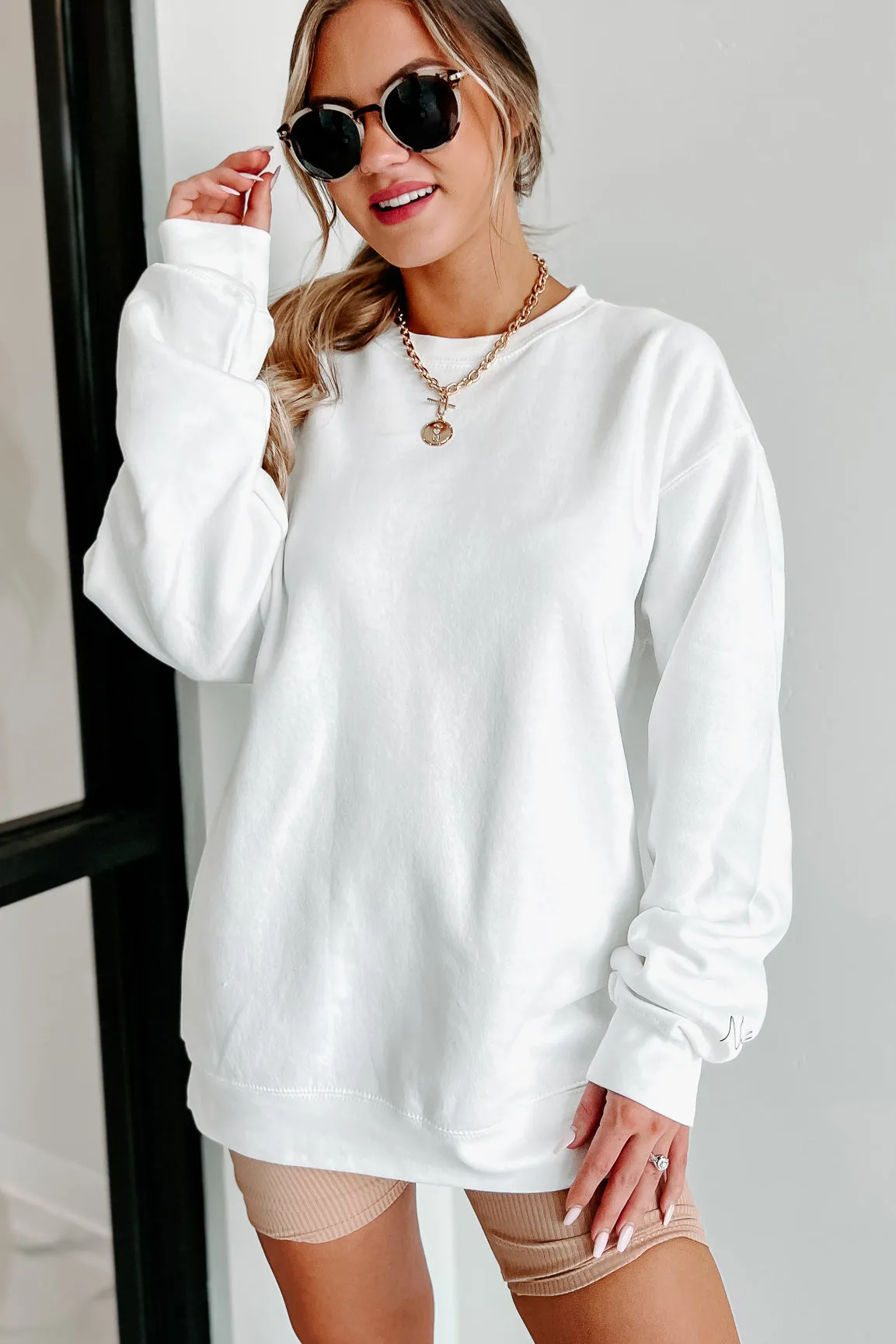 "NanaMacs XOXO" Graphic Crewneck (White/Black Text-Sleeve) - Print On Demand