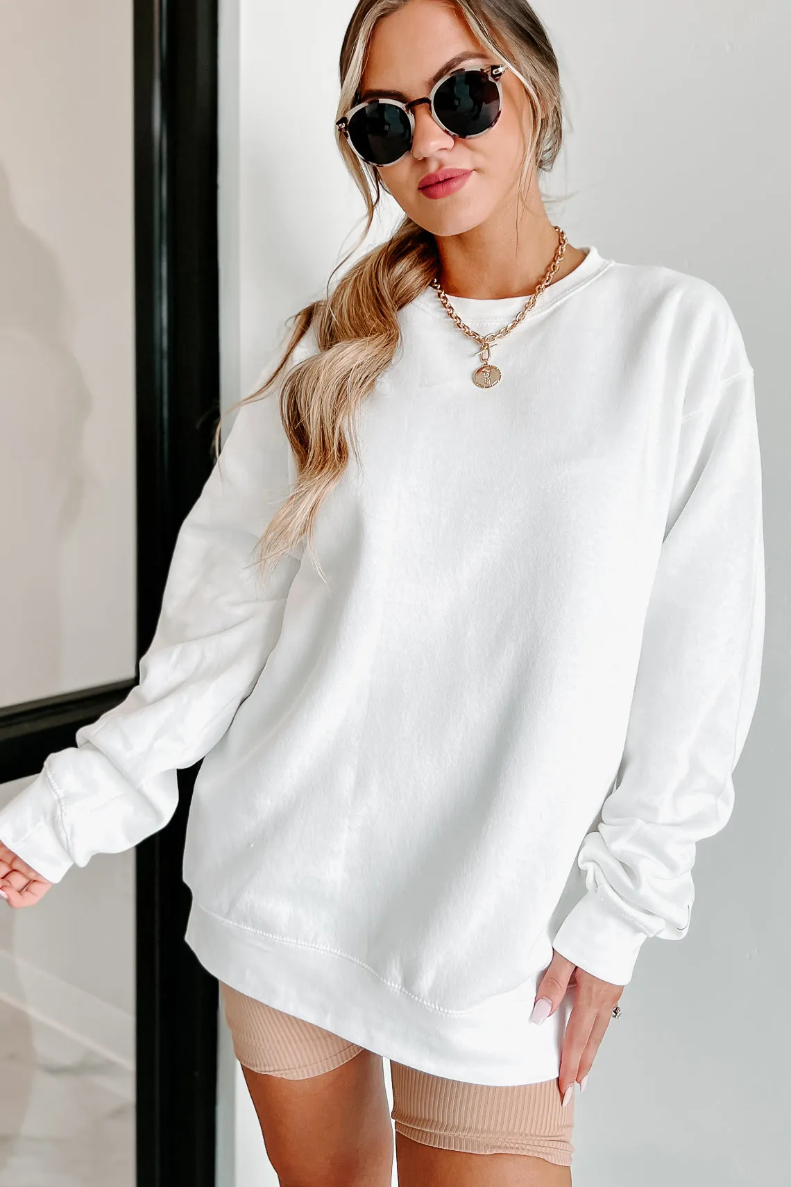 "NanaMacs XOXO" Graphic Crewneck (White/Black Text-Sleeve) - Print On Demand