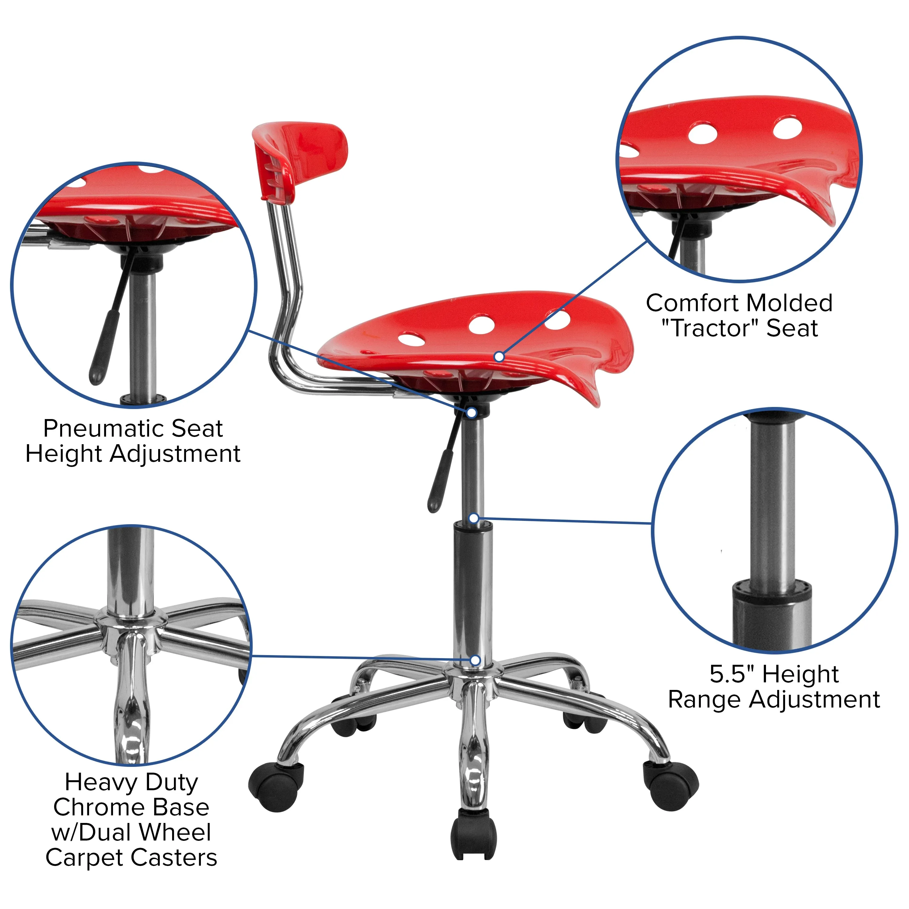 Red Tractor Task Chair LF-214-RED-GG