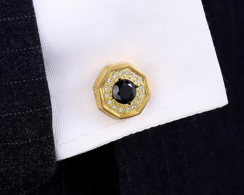RHINESTONE GOLD CUFFLINKS