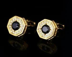 RHINESTONE GOLD CUFFLINKS
