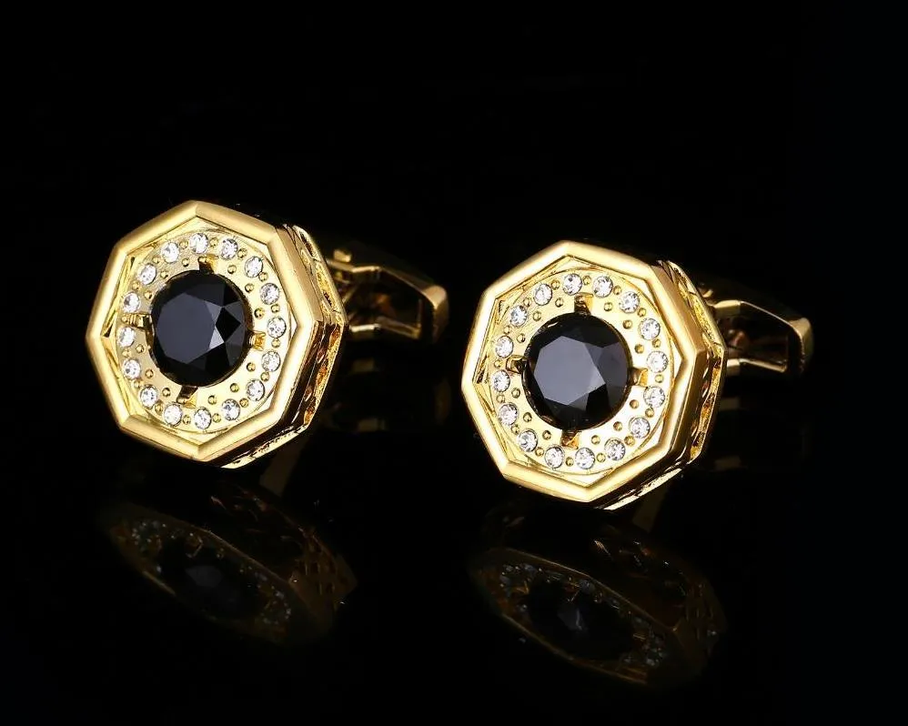RHINESTONE GOLD CUFFLINKS