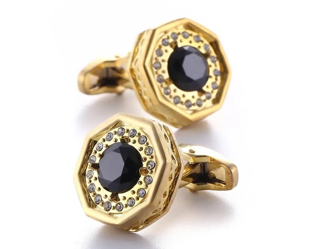 RHINESTONE GOLD CUFFLINKS