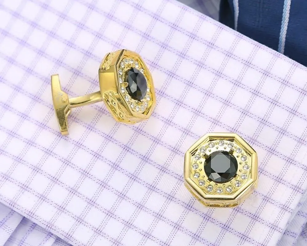 RHINESTONE GOLD CUFFLINKS