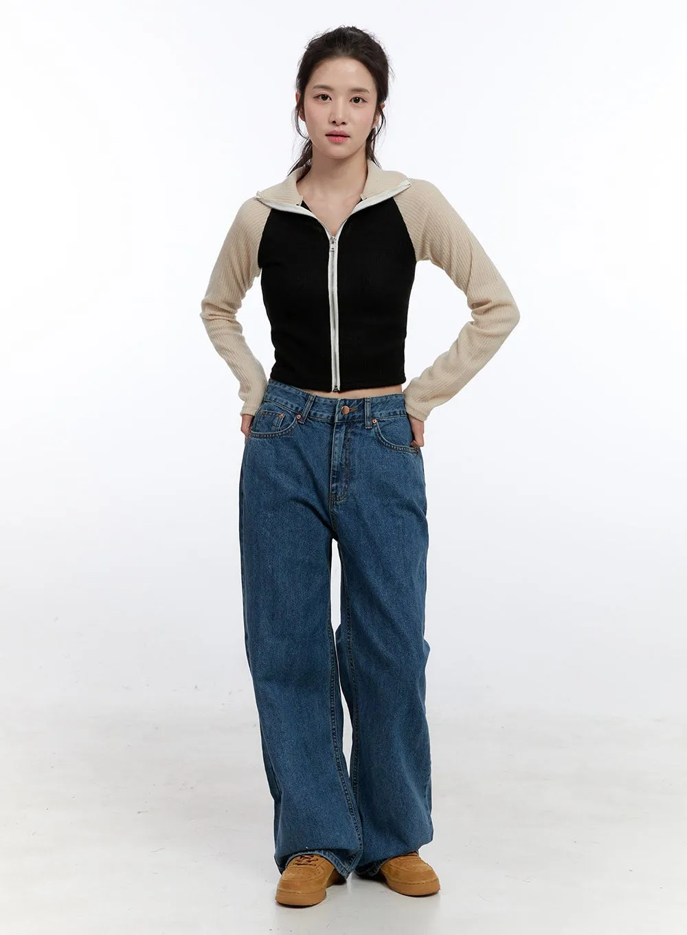 Ribbed Raglan Zip-Up ON418