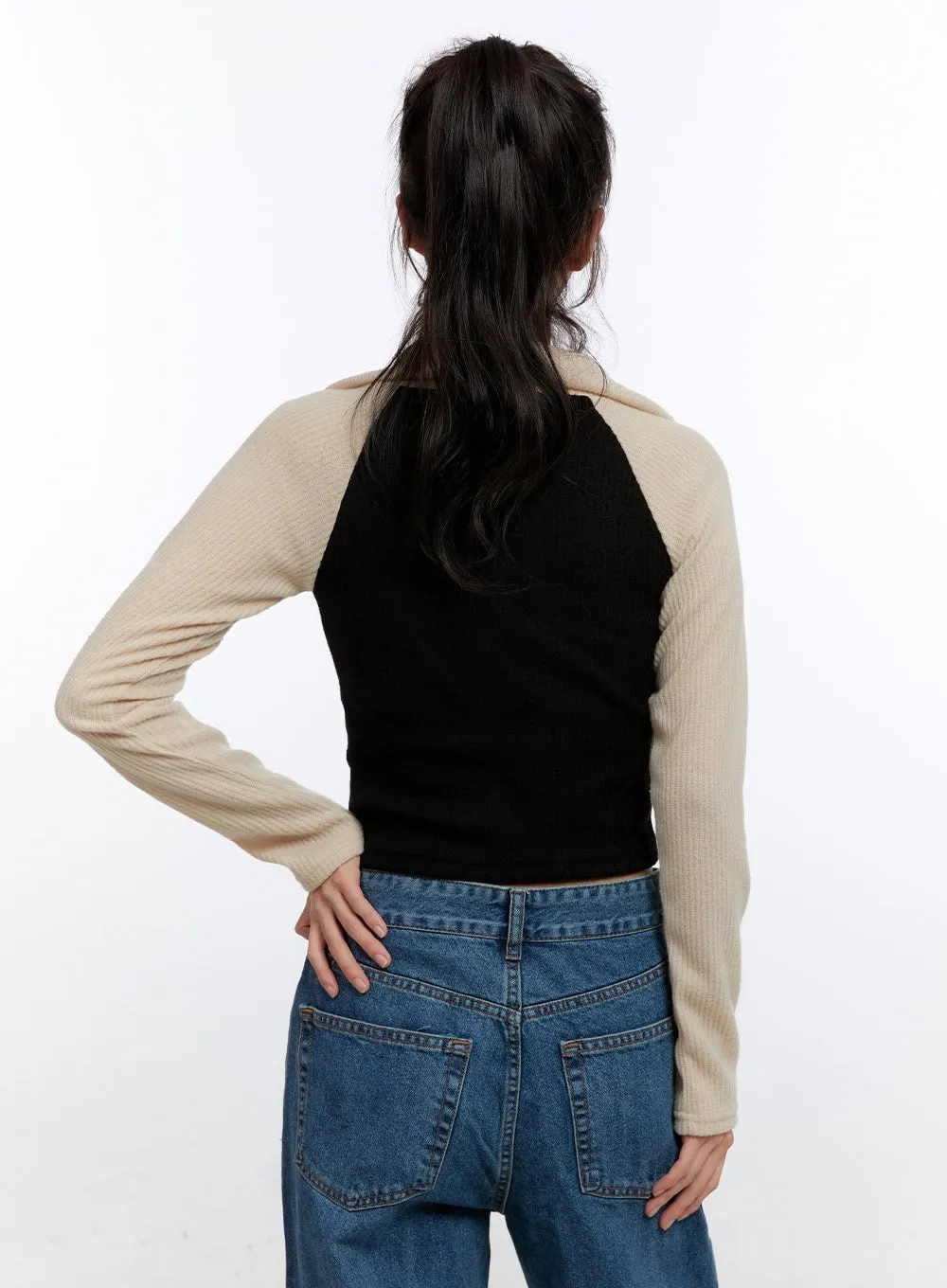 Ribbed Raglan Zip-Up ON418