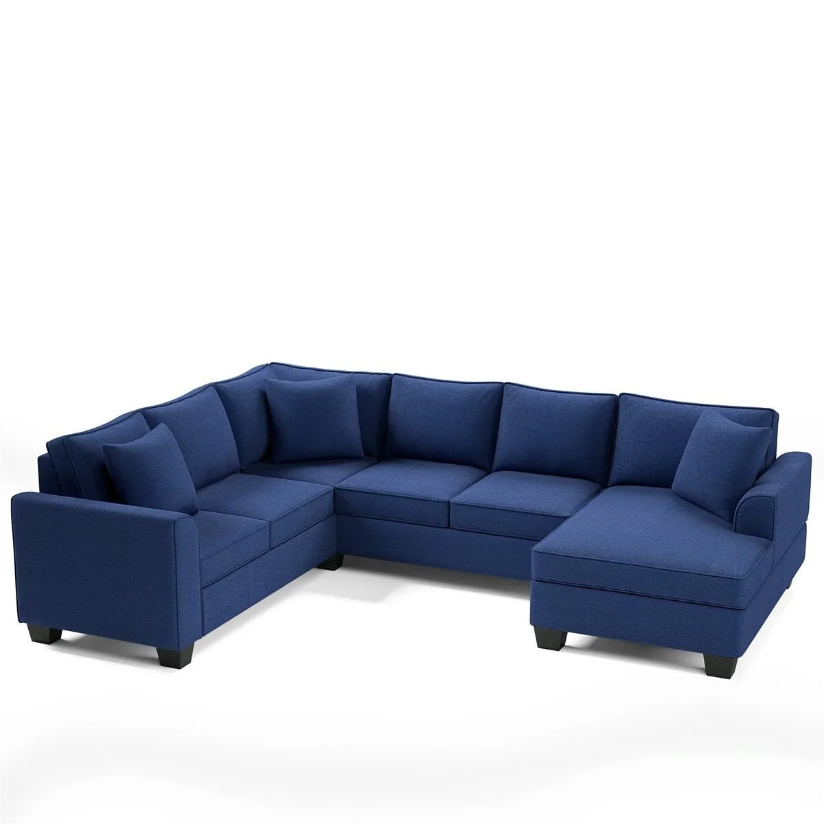Romilda U Shape 7 Seater Fabric Sofa for Living Room