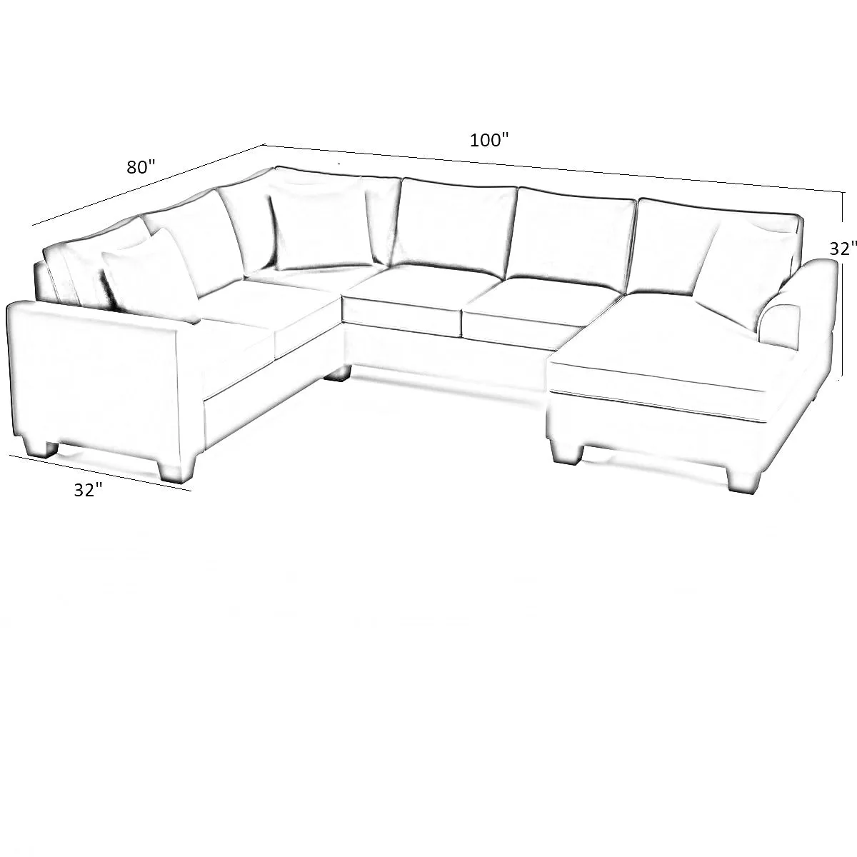 Romilda U Shape 7 Seater Fabric Sofa for Living Room