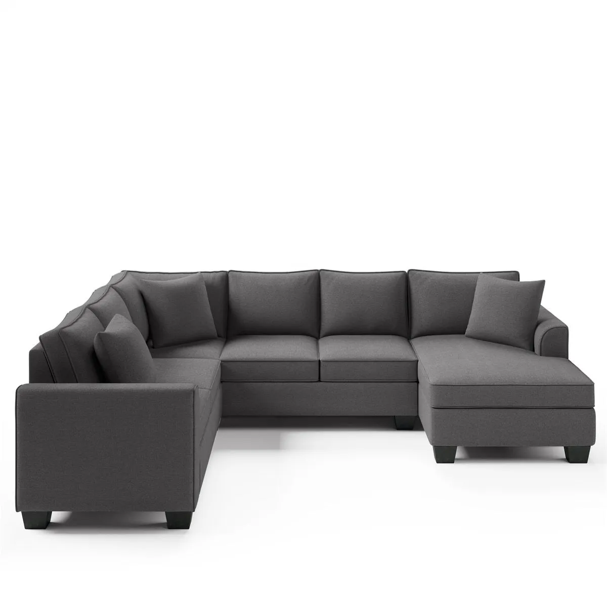 Romilda U Shape 7 Seater Fabric Sofa for Living Room