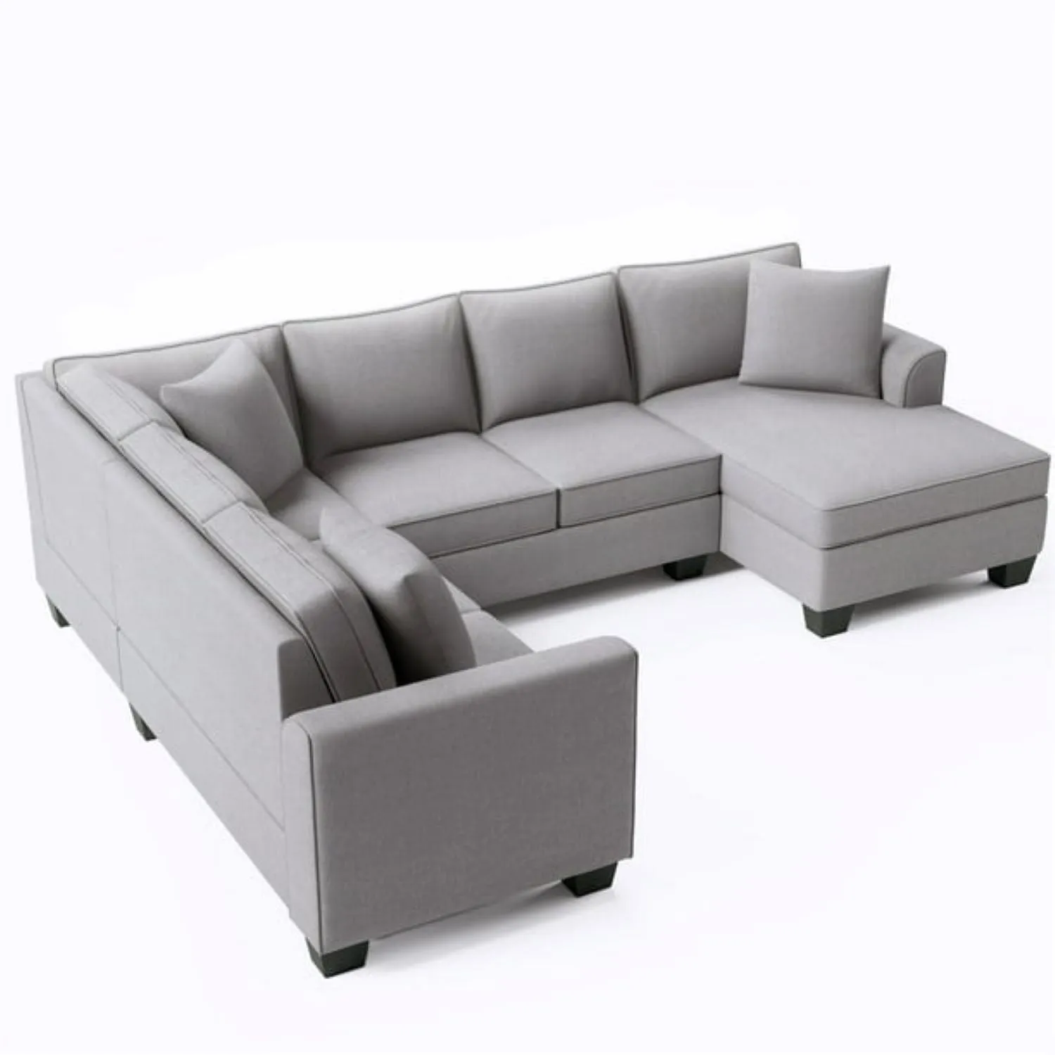 Romilda U Shape 7 Seater Fabric Sofa for Living Room