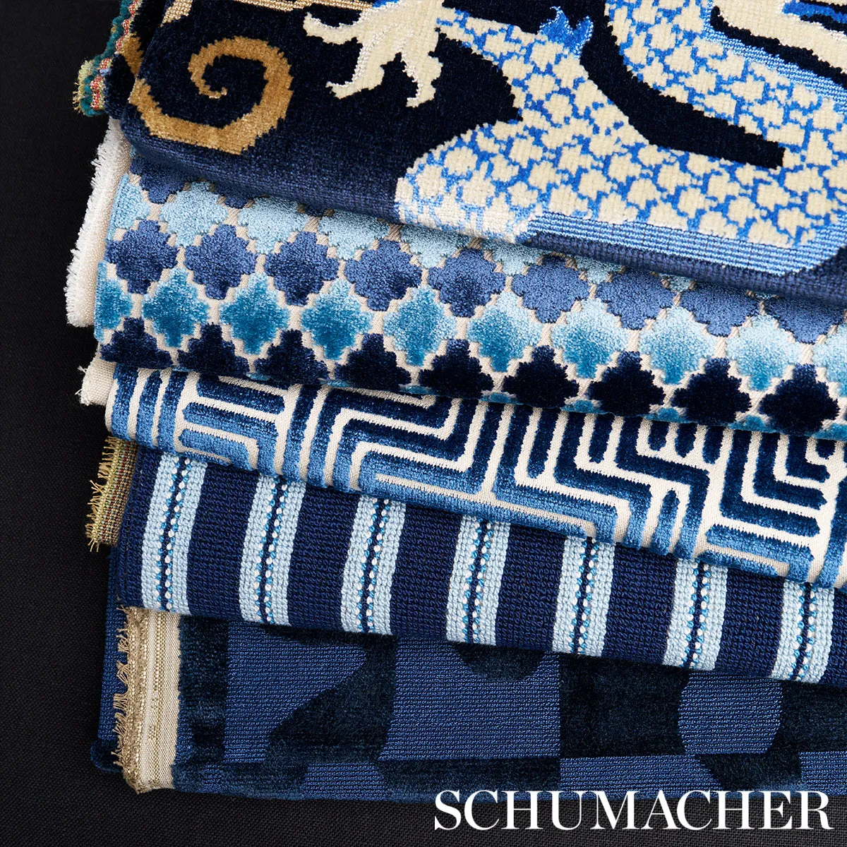 Schumacher Marrakesh Velvet Indigo Fabric