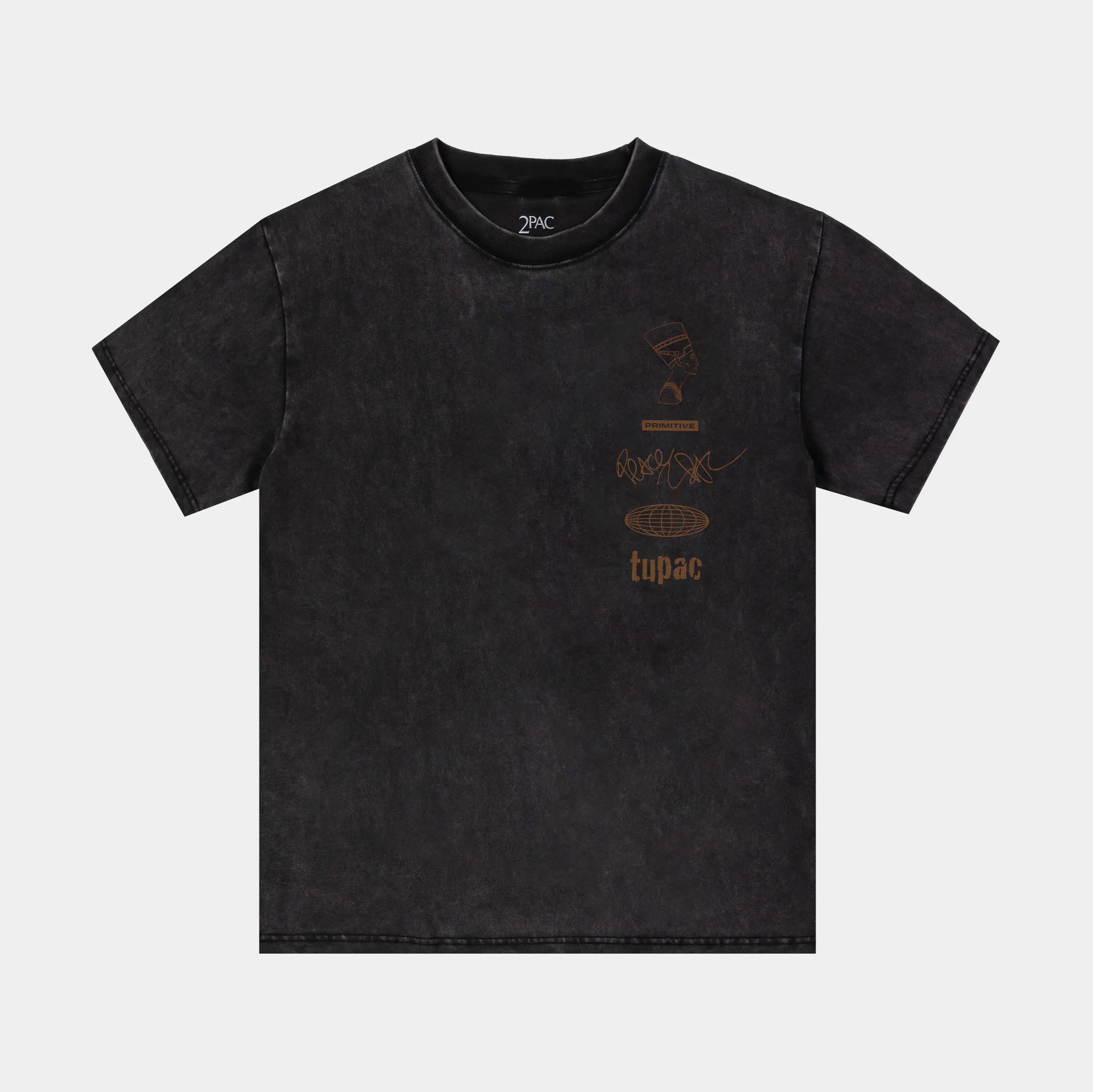 Tupac Stay Up Here Mens Short Sleeve Shirt (Black/Brown)