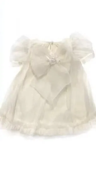 Vintage-Inspired Lace Puff Sleeve Dress with Bow Detail