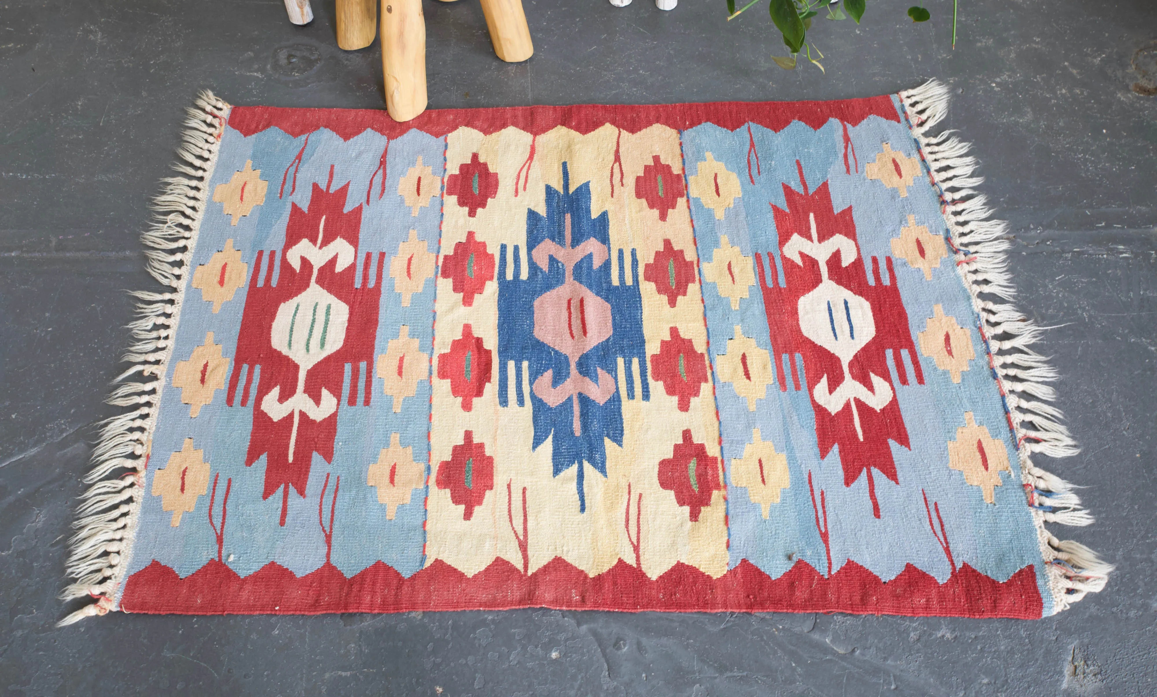 Vintage Mini Turkish Kilim Rug 2'10"x4'2"