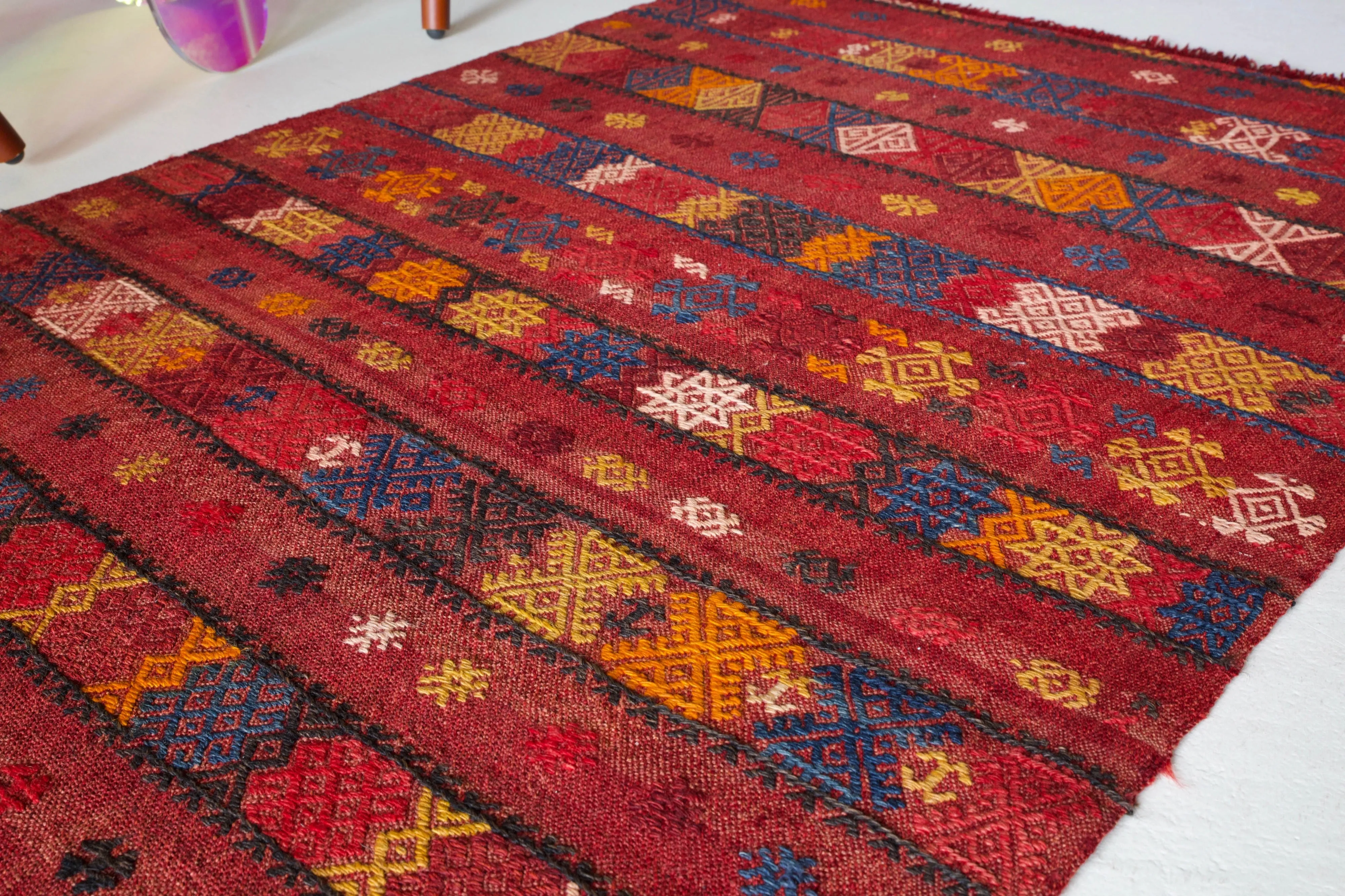 Vintage Mini Turkish Kilim Rug 3'2"x4'6"