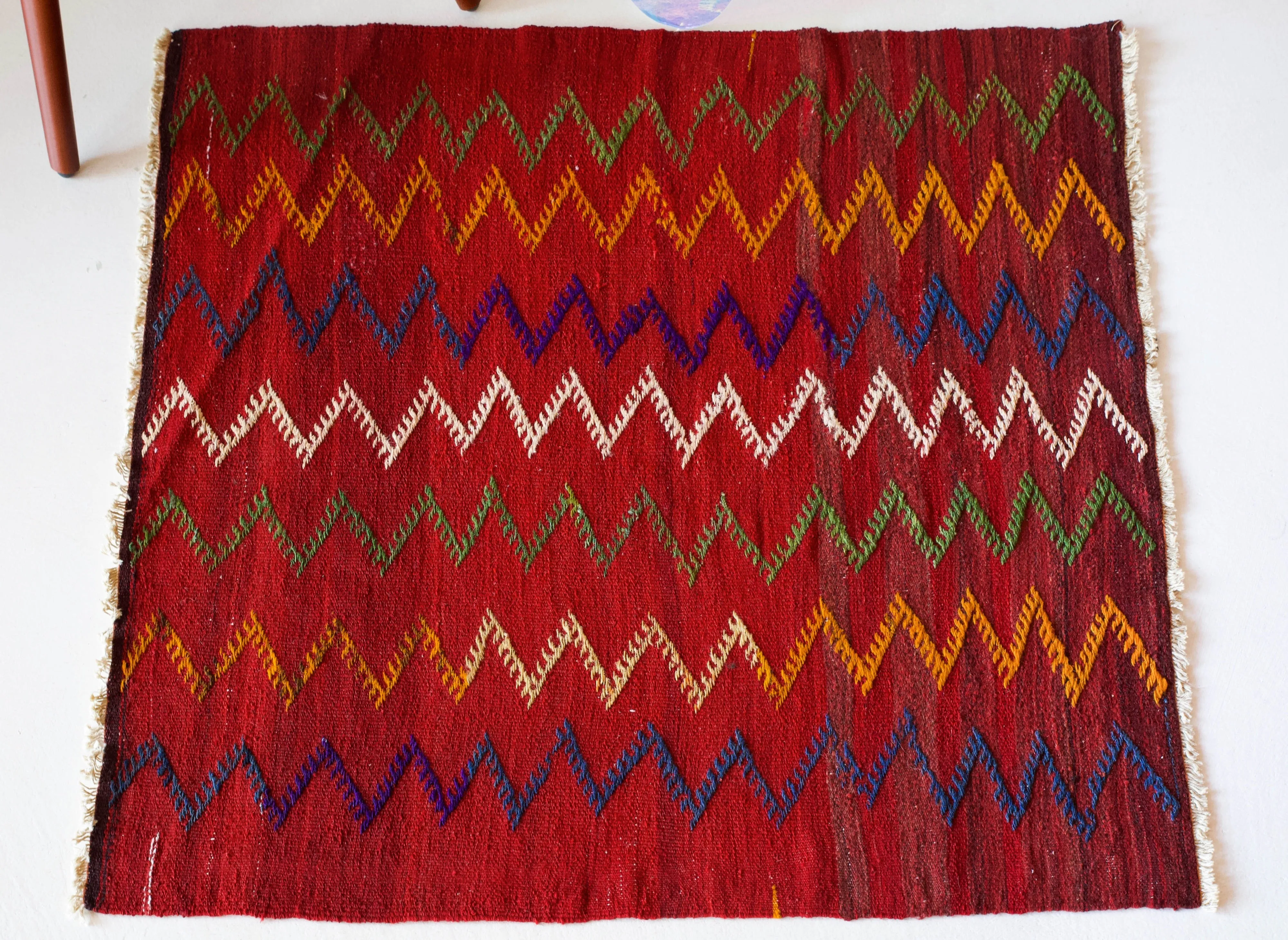 Vintage Mini Turkish Kilim Rug 3'4"x3'5"