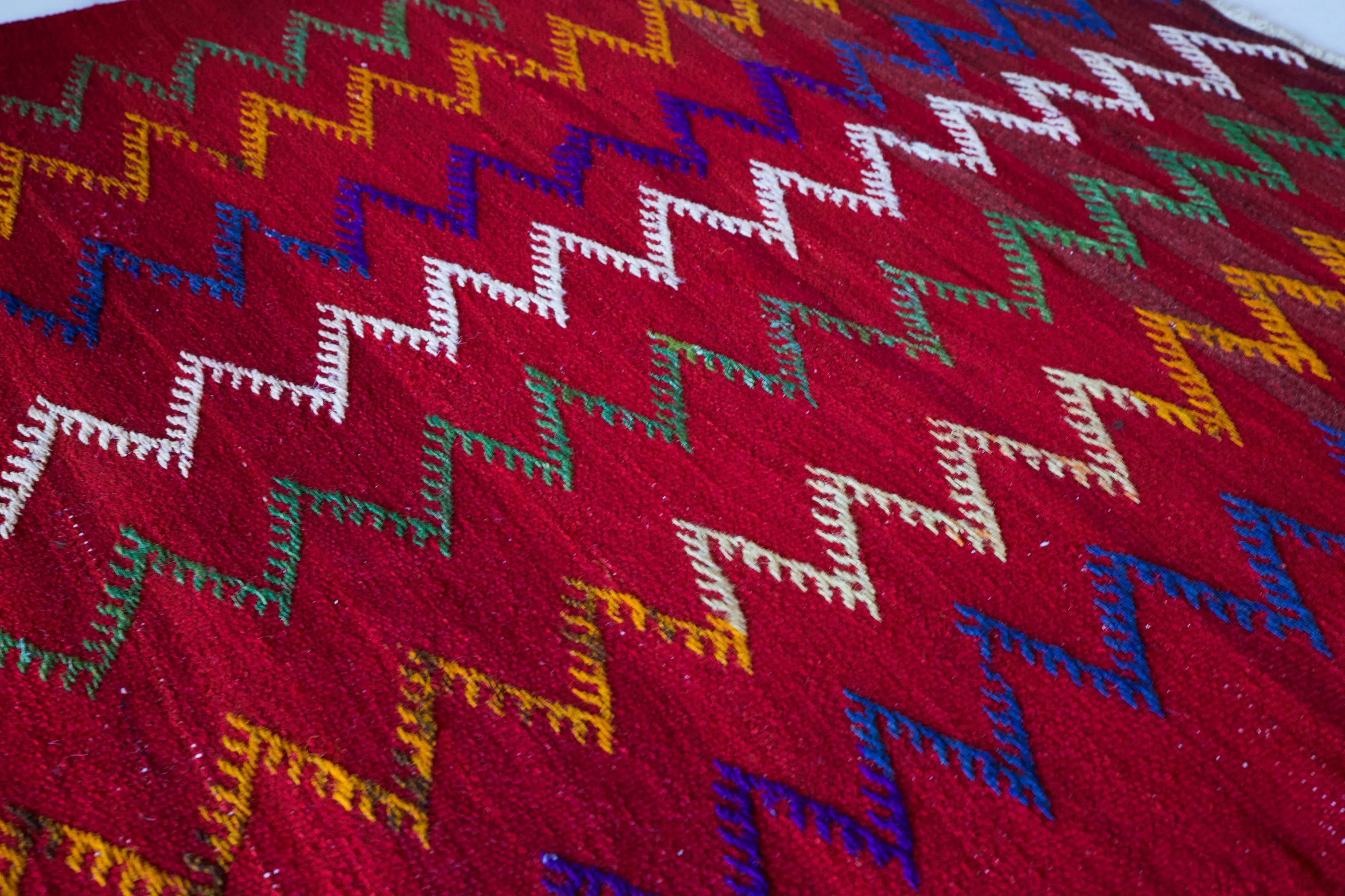 Vintage Mini Turkish Kilim Rug 3'4"x3'5"