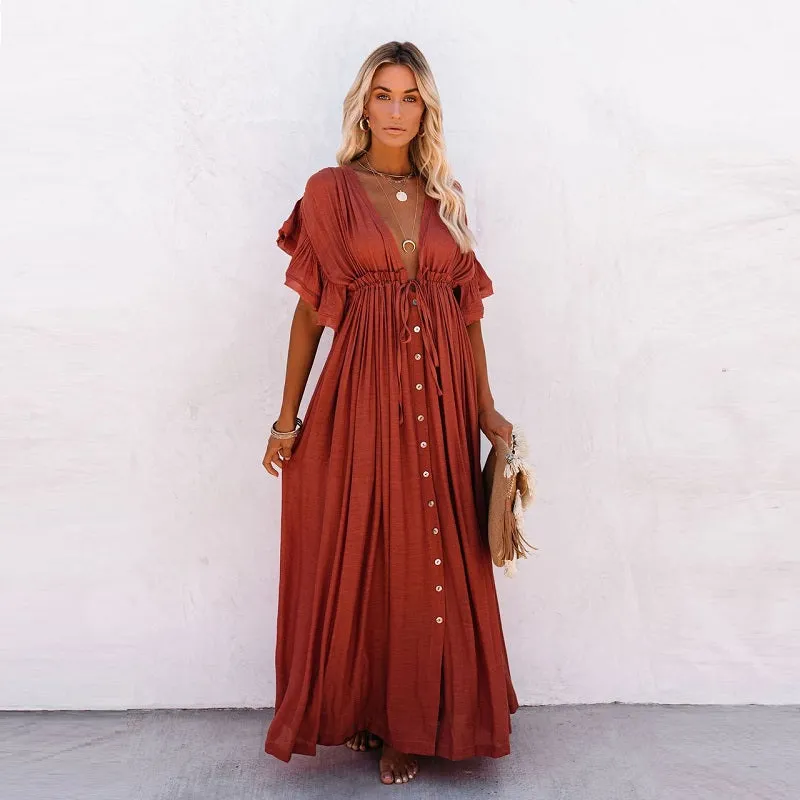 Womens Sexy Bikini Cover-ups Long Tunic Beach Dress