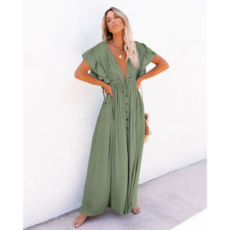 Womens Sexy Bikini Cover-ups Long Tunic Beach Dress