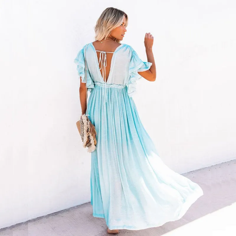 Womens Sexy Bikini Cover-ups Long Tunic Beach Dress