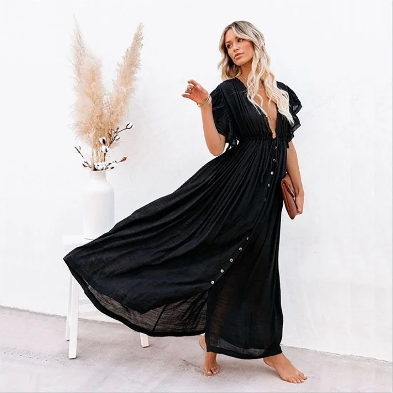 Womens Sexy Bikini Cover-ups Long Tunic Beach Dress
