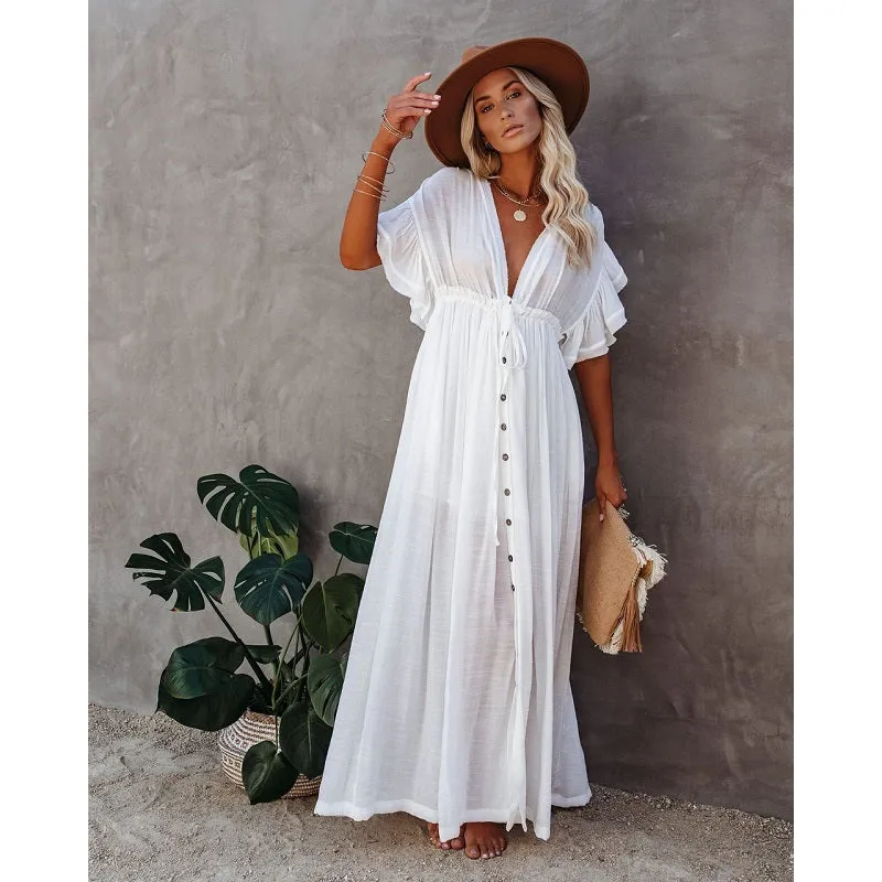 Womens Sexy Bikini Cover-ups Long Tunic Beach Dress