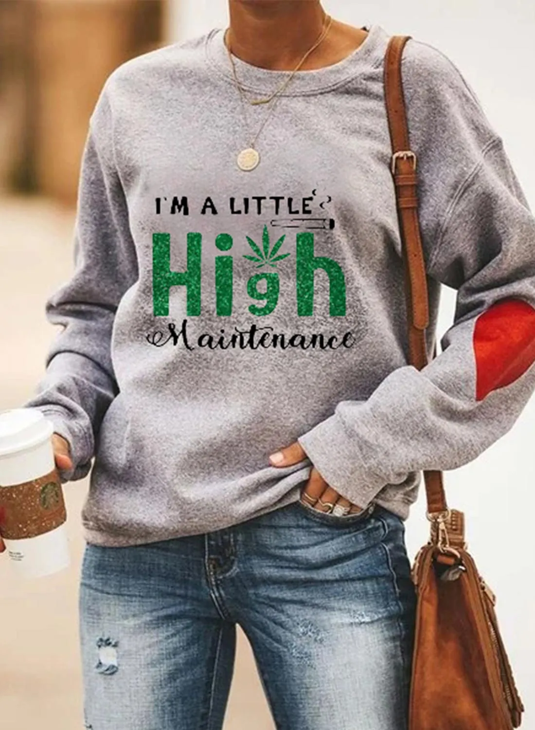 Women's Sweatshirts Round Neck Long Sleeve Solid Letter Heart Pattern Loose Casual Sweatshirts