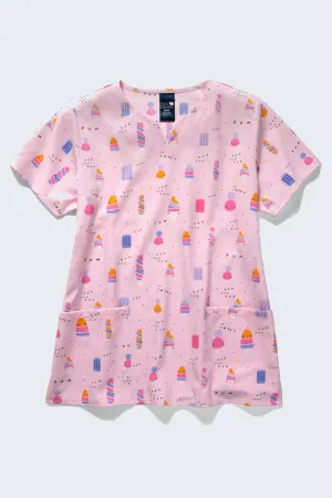 Z16213 Nice Cream Women's Print Scrub Top
